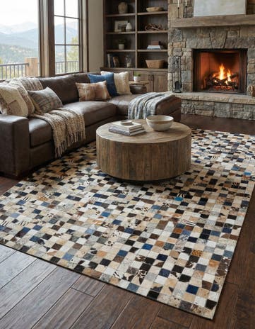 5' 1 x 8' Cowhide Leather Rug