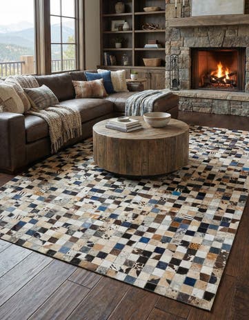 5' 1 x 8' Cowhide Leather Rug