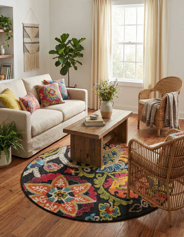 Detail image of  3' x 3'  Washable Casablanca Indoor / Outdoor Round Rug