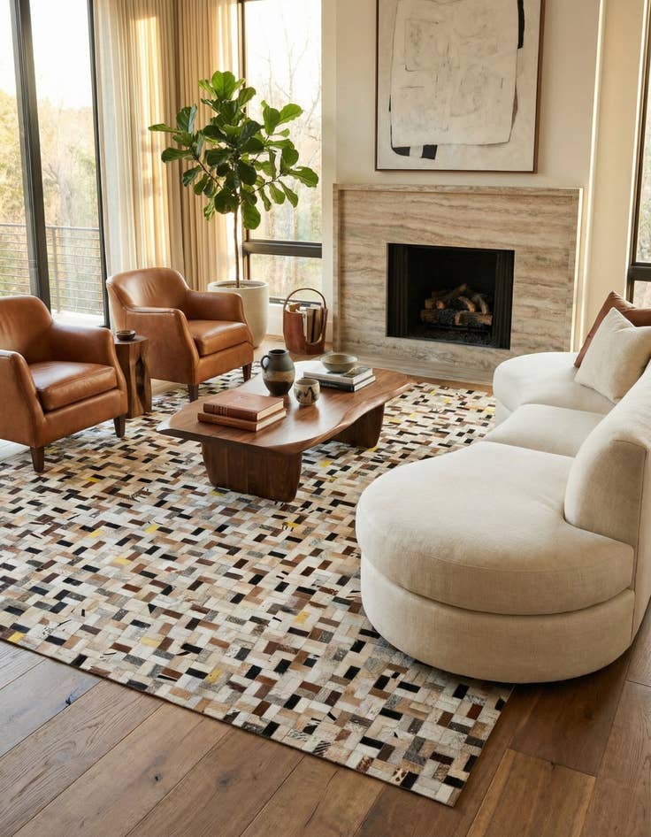 Detail image of  8' 1 x 10' Cowhide - Patchwork Rug