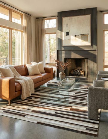 5' 1 x 8' Cowhide Leather Rug