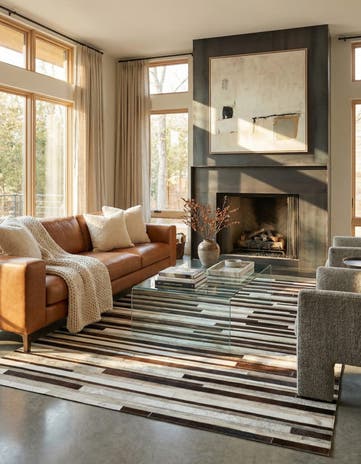 5' 1 x 8' Cowhide Leather Rug