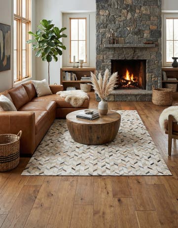 5' 9 x 7' 11 Cowhide Stocks Rug