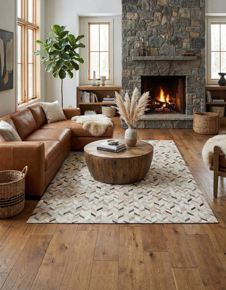 Detail image of 5' 9 x 7' 11 Cowhide Stocks Rug