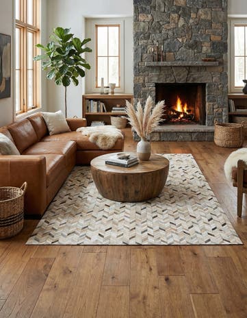 5' 9 x 7' 11 Cowhide Stocks Rug