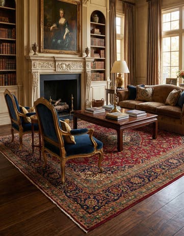 9' 5 x 12' 11 Hand Knotted Kashan Persian Rug