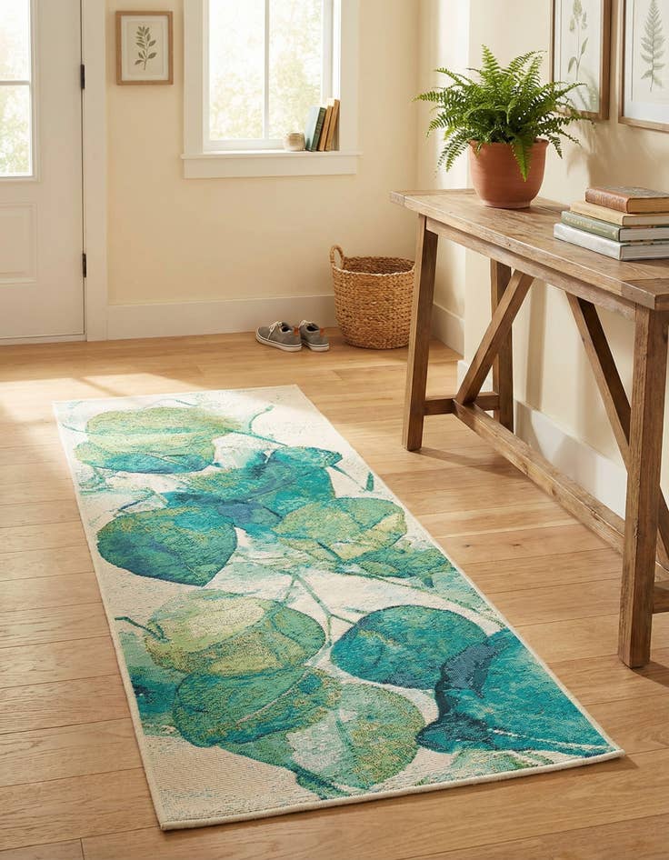 Detail image of 2' x 5' Easy-Clean Botanical Indoor / Outdoor Runner Rug
