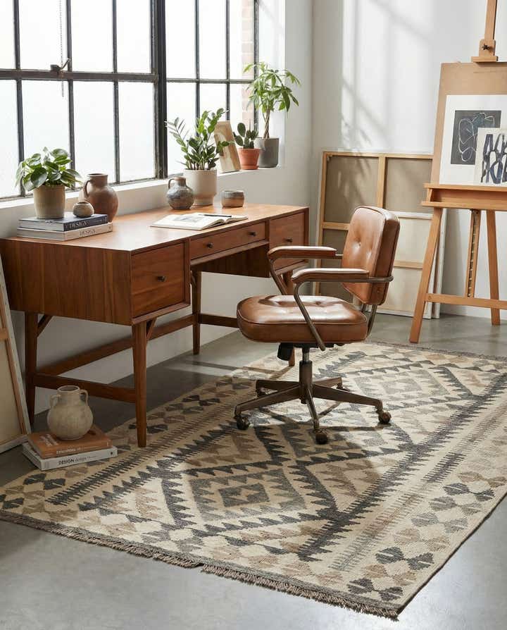 3' 5 x 5' 4 Hand Woven Kilim Maymana Wool Rug