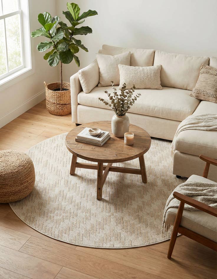 Detail image of 5' x 5'  Washable Sabrina Soto Indoor / Outdoor Round Rug