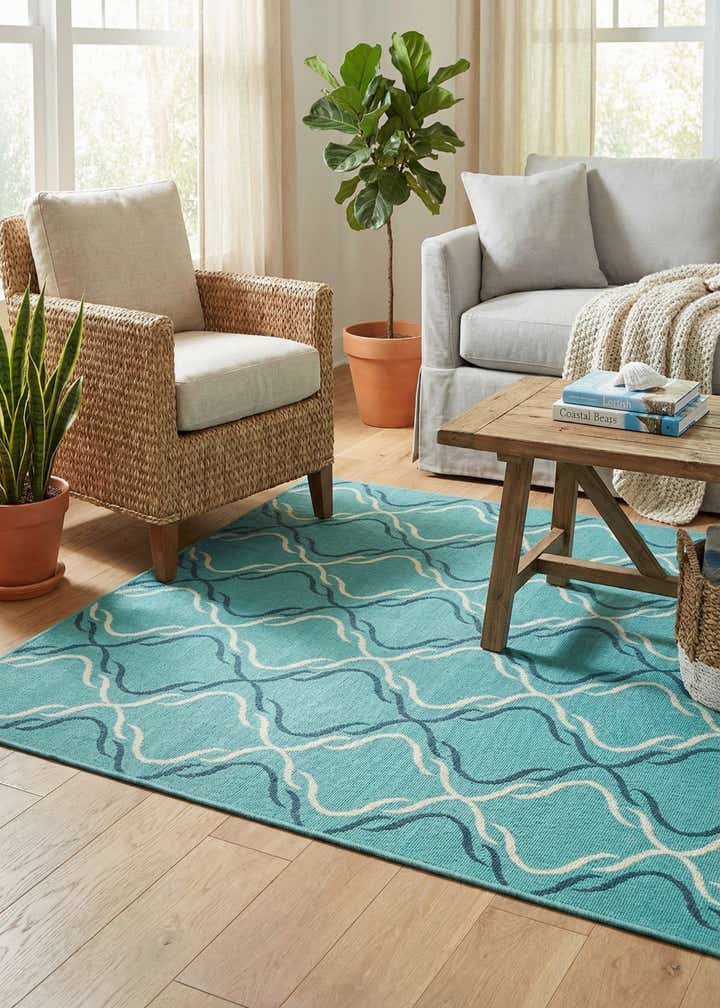5' 3 x 8' Easy-Clean Trellis Indoor / Outdoor Rug
