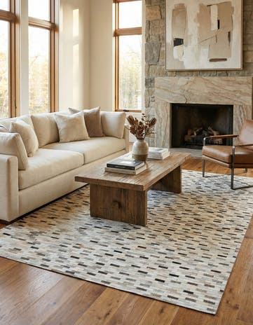 6' 7 x 10' Cowhide Stocks Rug