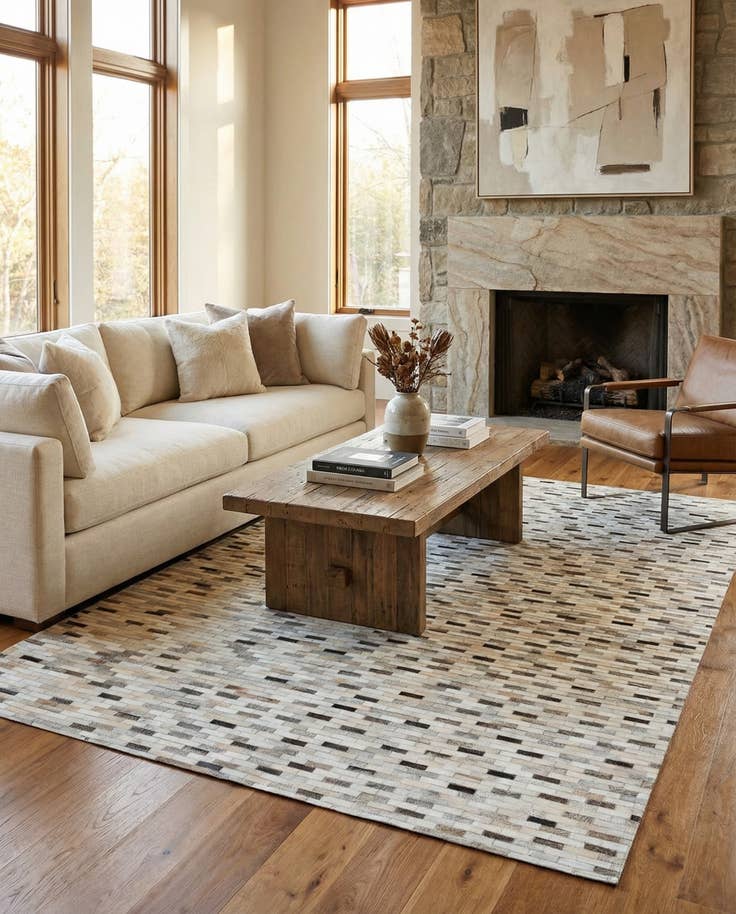 Detail image of 6' 7 x 10' Cowhide Stocks Rug
