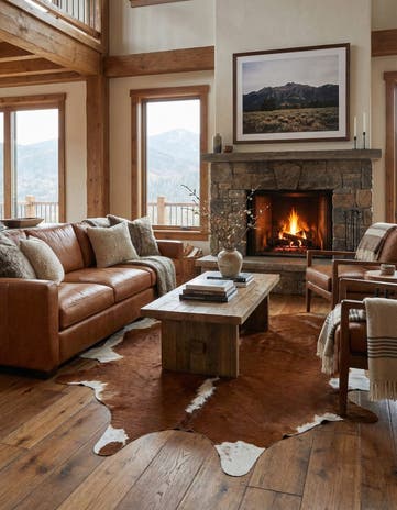 6' 1 x 7' Cowhide Leather Rug