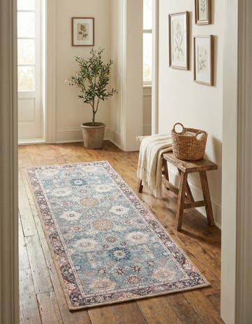 Green Washable Timeless Runner Rug