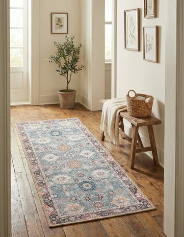 Green Washable Timeless Runner Rug