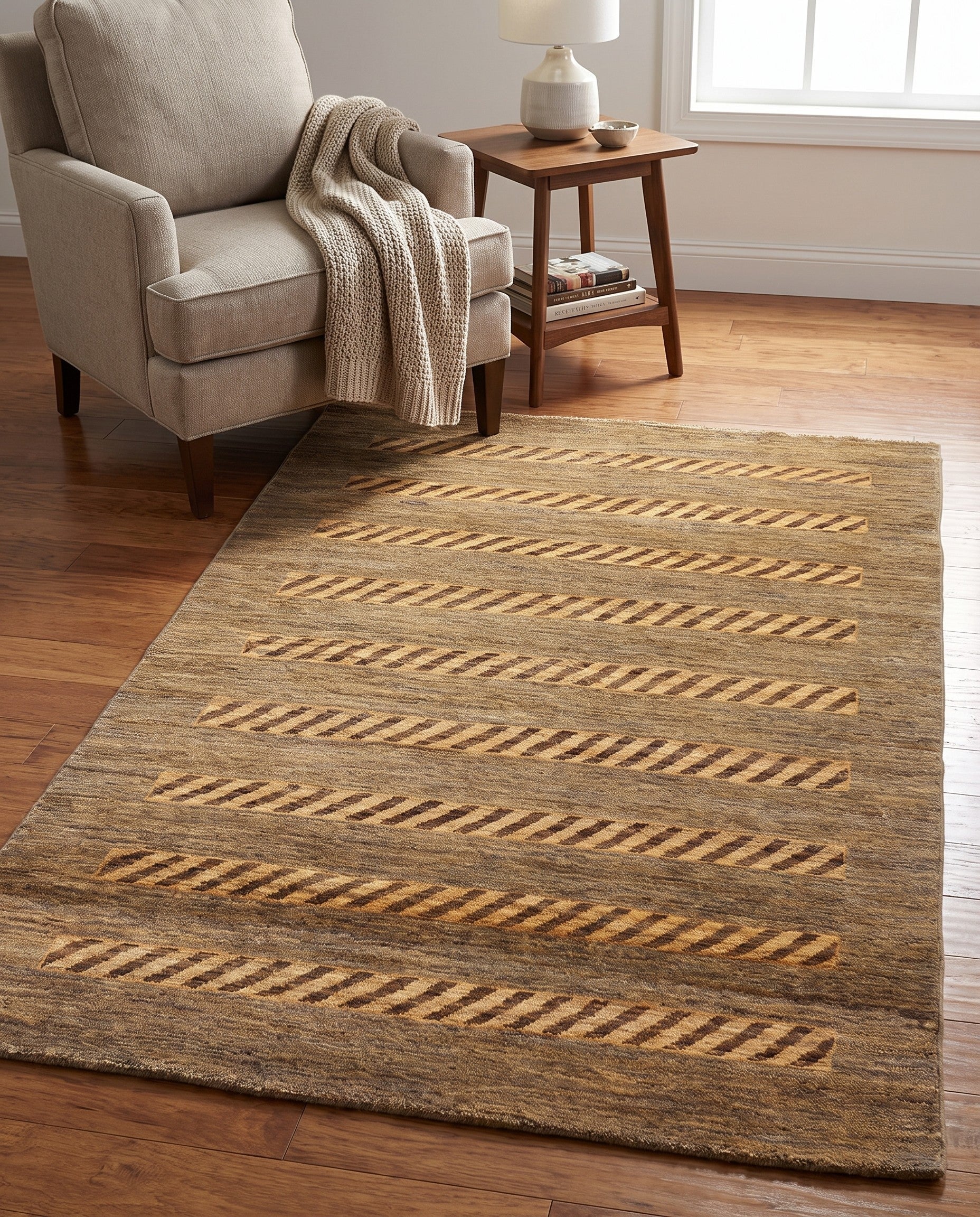 3' 11 x 5' 10 Hand Knotted Modern Ziegler Oriental Rug