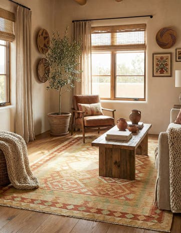 4' 9 x 6' 6 Hand Woven Kilim Waziri Wool Rug