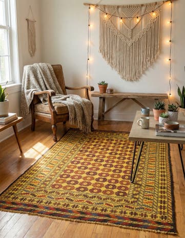 3' 8 x 6' Hand Woven Kilim Afghan Wool Rug