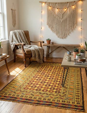 3' 8 x 6' Hand Woven Kilim Afghan Wool Rug