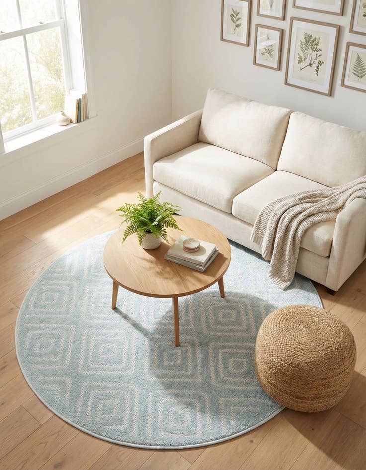 Detail image of  3' x 3'  Washable Sabrina Soto Indoor / Outdoor Round Rug