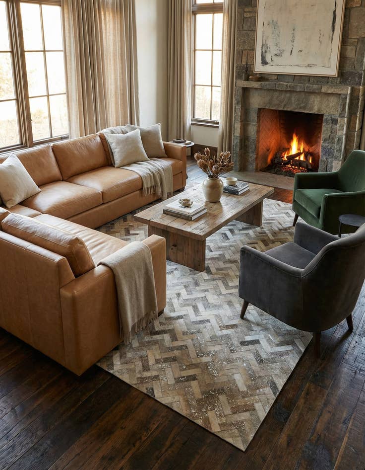 Detail image of  8' x 10' Cowhide Leather Rug