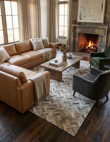 8' x 10' Cowhide Leather Rug