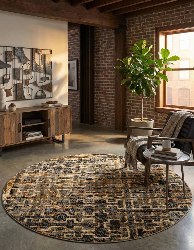 Detail image of 5' 3 x 5' 3 Saturn Round Rug