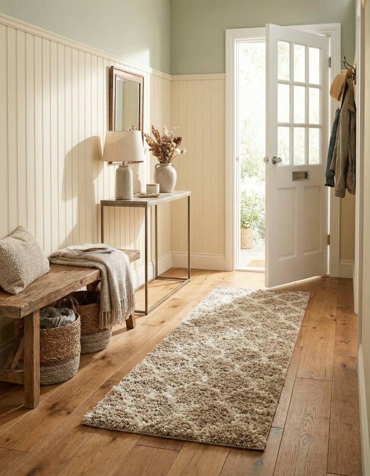 Detail image of  2' x 7' Lattice Shag Runner Rug