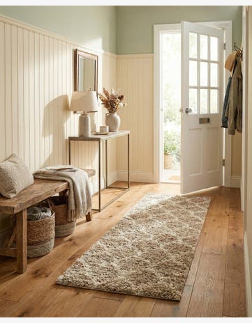 Light Brown Lattice Shag Runner Rug