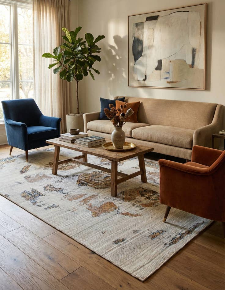 Detail image of 6' 3 x 9'  Hand Knotted Ultra Vintage Persian Wool Rug