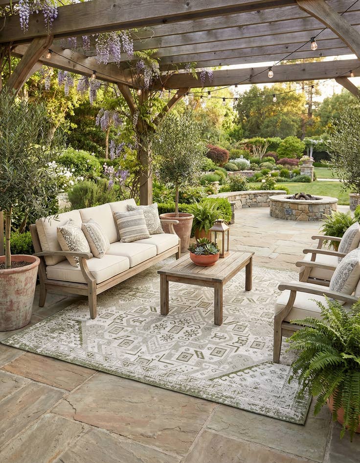 Detail image of  10' x 10'  Washable Aztec Indoor / Outdoor Square Rug