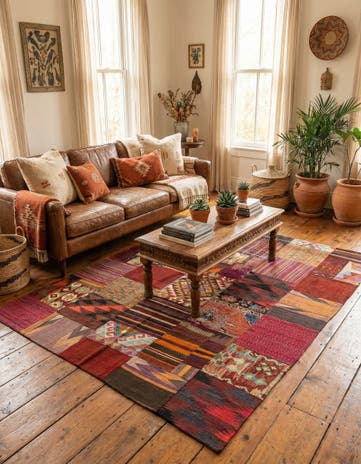 5' x 6' 6 Hand Woven Kilim Patchwork Wool Rug