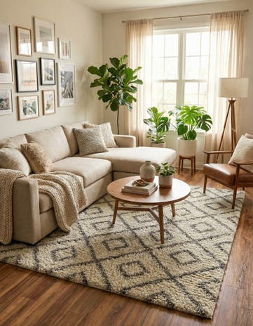 7' 10 x 7' 10 Lattice Shag Square Rug