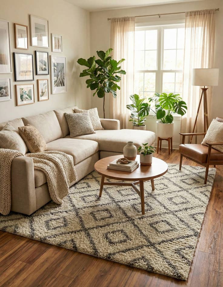 Detail image of  7' 10 x 7' 10 Lattice Shag Square Rug