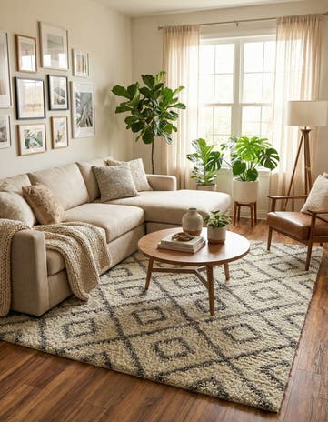 7' 10 x 7' 10 Lattice Shag Square Rug