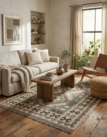 3' 4 x 5' Hand Woven Kilim Maymana Wool Rug