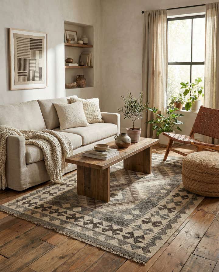 3' 4 x 5' Hand Woven Kilim Maymana Wool Rug