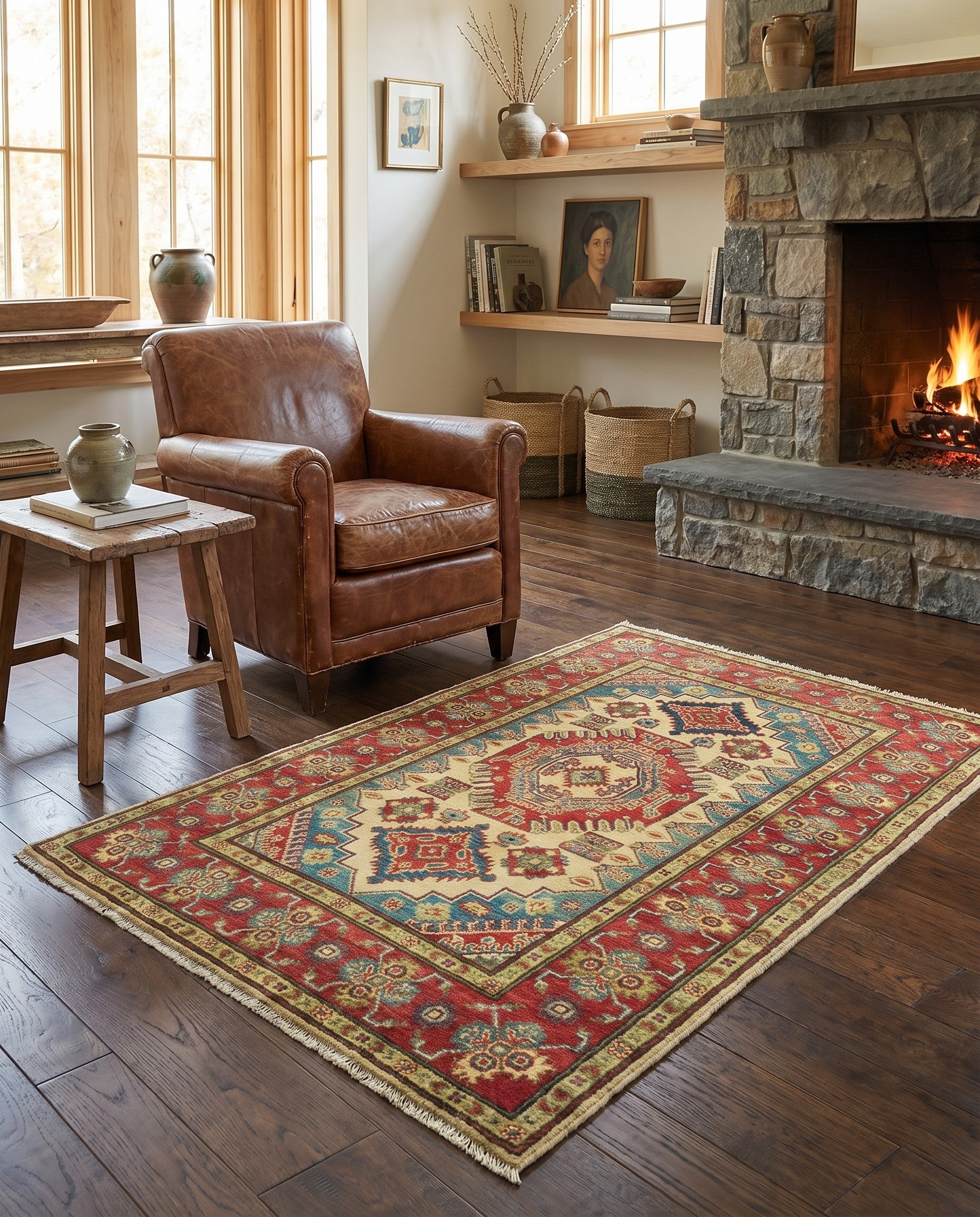 3' 9 x 6' Hand Knotted Kazak Rug