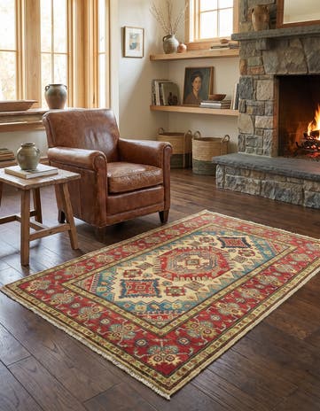 3' 9 x 6' Hand Knotted Kazak Rug