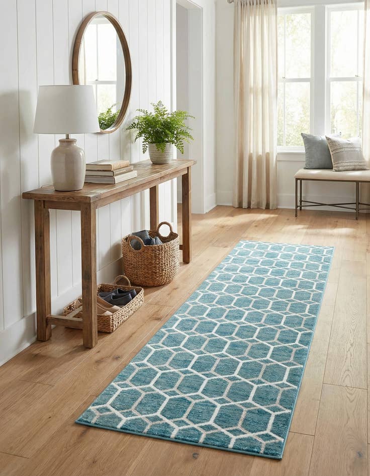 Detail image of  3' x 10' Lattice Trellis Runner Rug