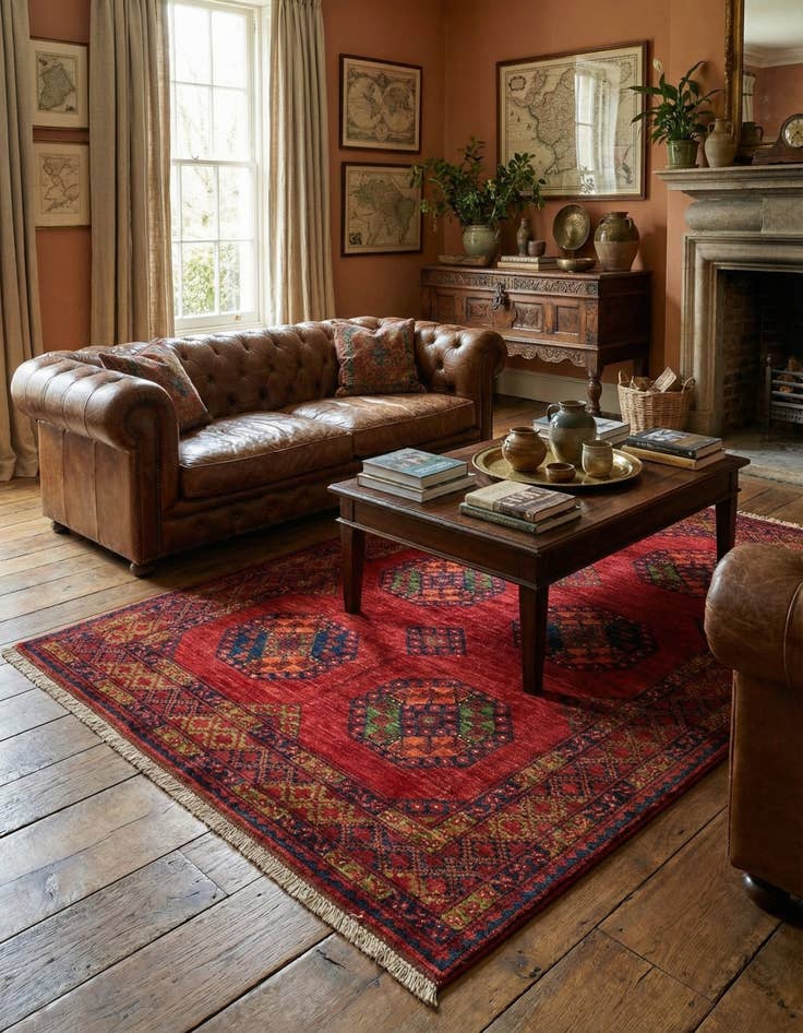 Detail image of 4' 11 x 6' 6 Ersari Afghan Wool Rug