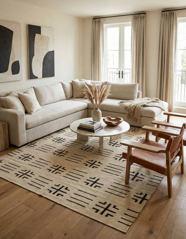 Detail image of 6' 11 x 9' 3  Hand Woven Kilim Modern Wool Rug