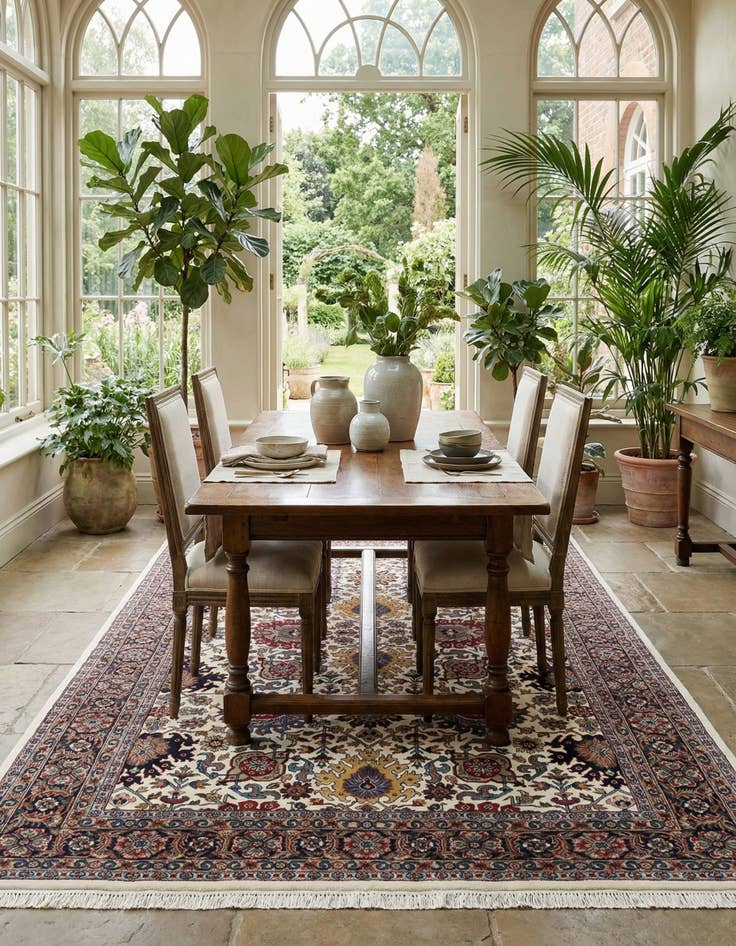 Detail image of 6' 5 x 10'  Hand Knotted Farahan Wool Rug