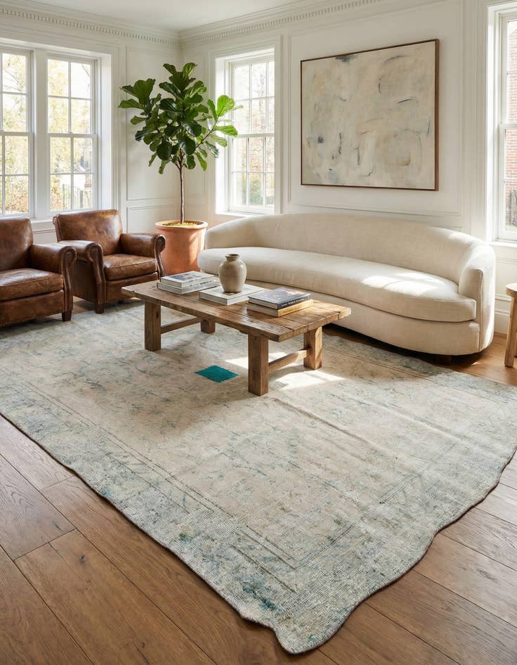 Detail image of  5' 7 x 9' 1  Hand Knotted Ultra Vintage Persian Wool Rug