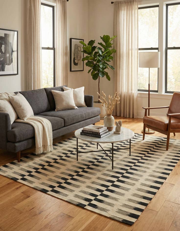 Detail image of 6' x 7' 7  Hand Woven Kilim Modern Wool Rug