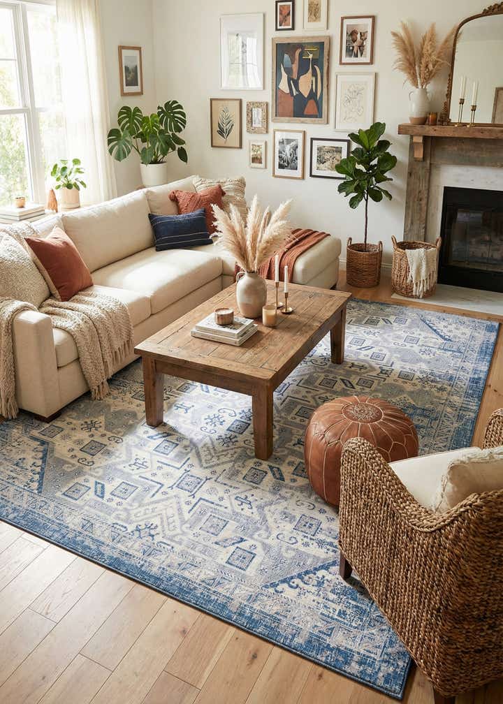 10' x 14' Easy-Clean Aztec Indoor / Outdoor Rug