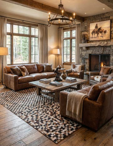 8' 2 x 10' 2 Cowhide Leather Rug