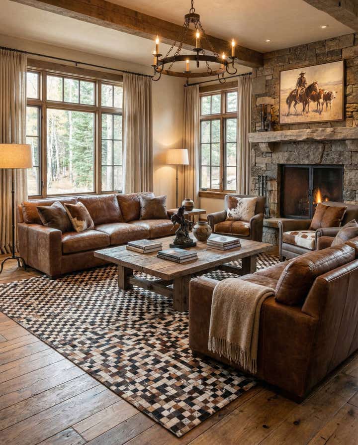 8' 2 x 10' 2 Cowhide Leather Rug
