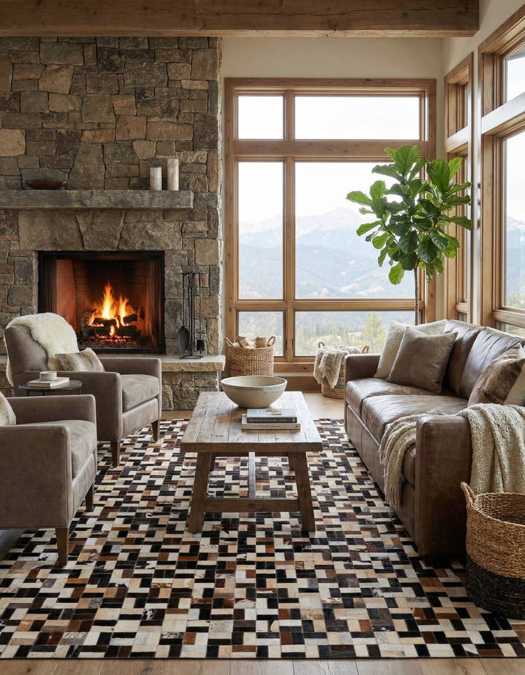 Detail image of 5' x 7' 11 Cowhide - Patchwork Rug