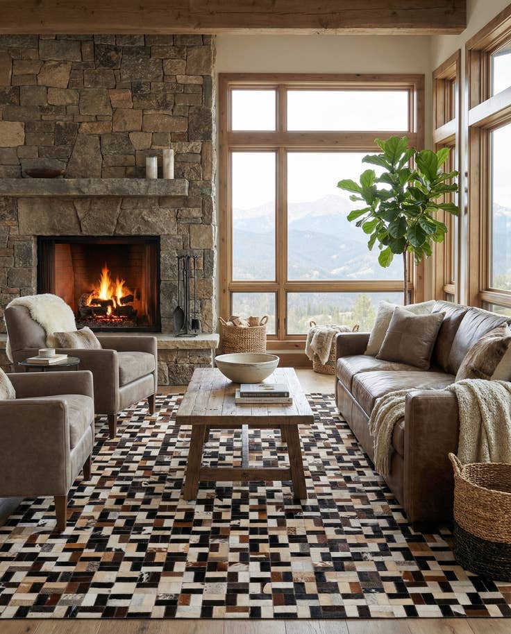 Detail image of 5' x 7' 11 Cowhide - Patchwork Rug